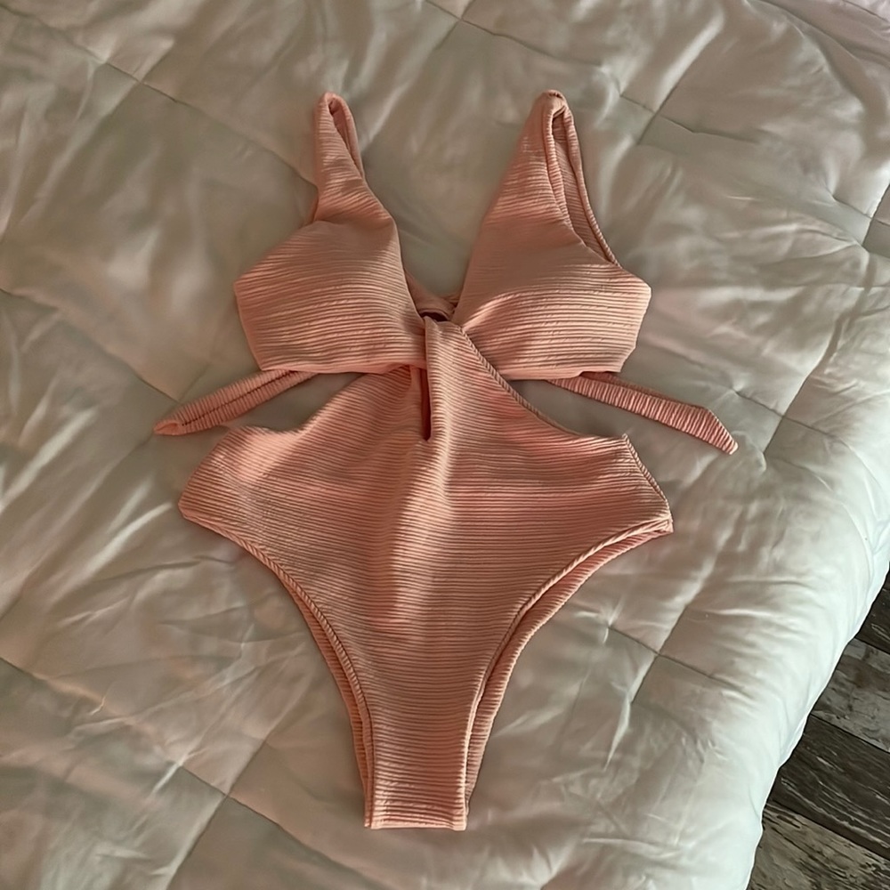 Pink two piece swimsuit